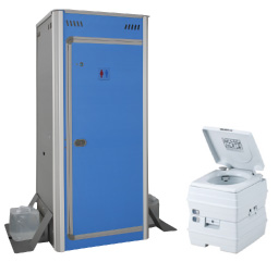 Cセット　簡易仮設トイレ+ポータブル水洗トイレ24L